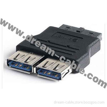 2 Port USB 3.0 a Female to 20pin Internal USB Motherboard Adapter